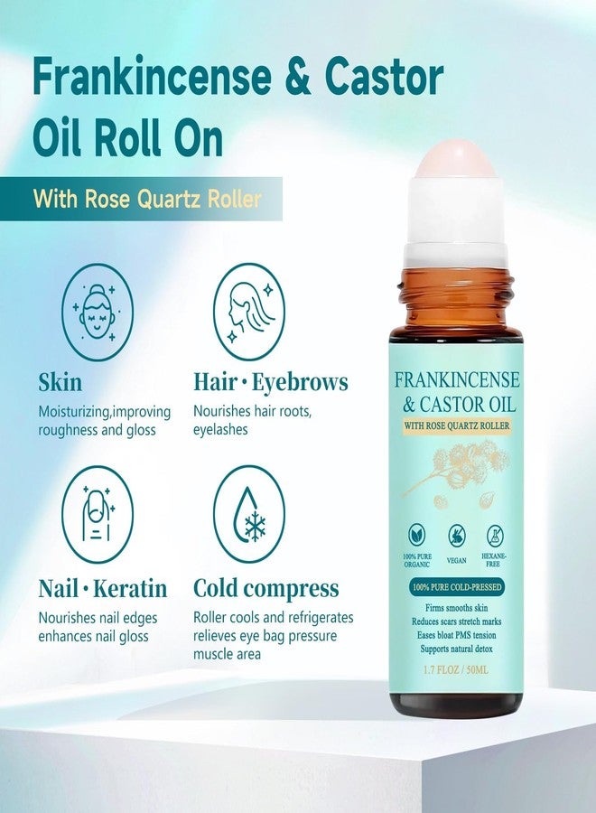 Kaminii 2PCS Organic Castor Oil with Rose Quartz Roller, Castor Oil Roll-100% Castor Oil Organic Cold Pressed, Hexane-Free, for Face and Body, Hair, Eyebrows, Moisturize Skin - Image 3