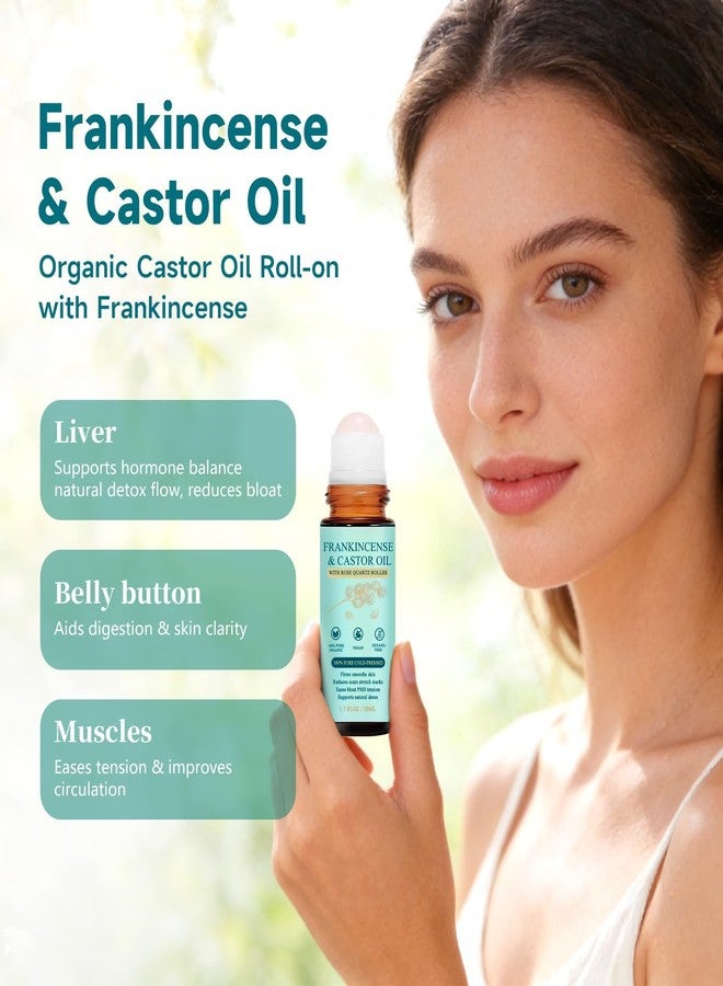 Kaminii 2PCS Organic Castor Oil with Rose Quartz Roller, Castor Oil Roll-100% Castor Oil Organic Cold Pressed, Hexane-Free, for Face and Body, Hair, Eyebrows, Moisturize Skin - Image 4