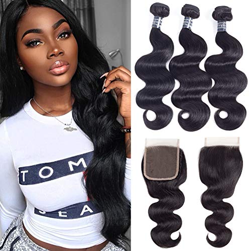 Amella Brazilian Body Wave Hair Bundles with Closure 100 Unprocessed Virgin Hair 10A Remy Hair Weave with 4x4 Closure - Image 2