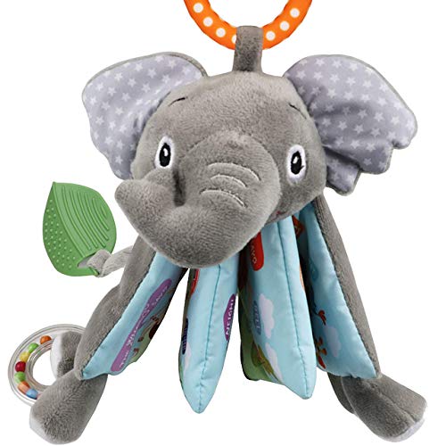 Bebe Mondo Elephant Touch and Feel Baby Books Toys 0-6 Months, Loveys Crinkle Books for Babies,Infant Toys 6-12-18 Months 1-2 Year Old, Baby Shower Easter Gifts Soft Cloth Book Teething Rattle for Boys Girls - Image 3