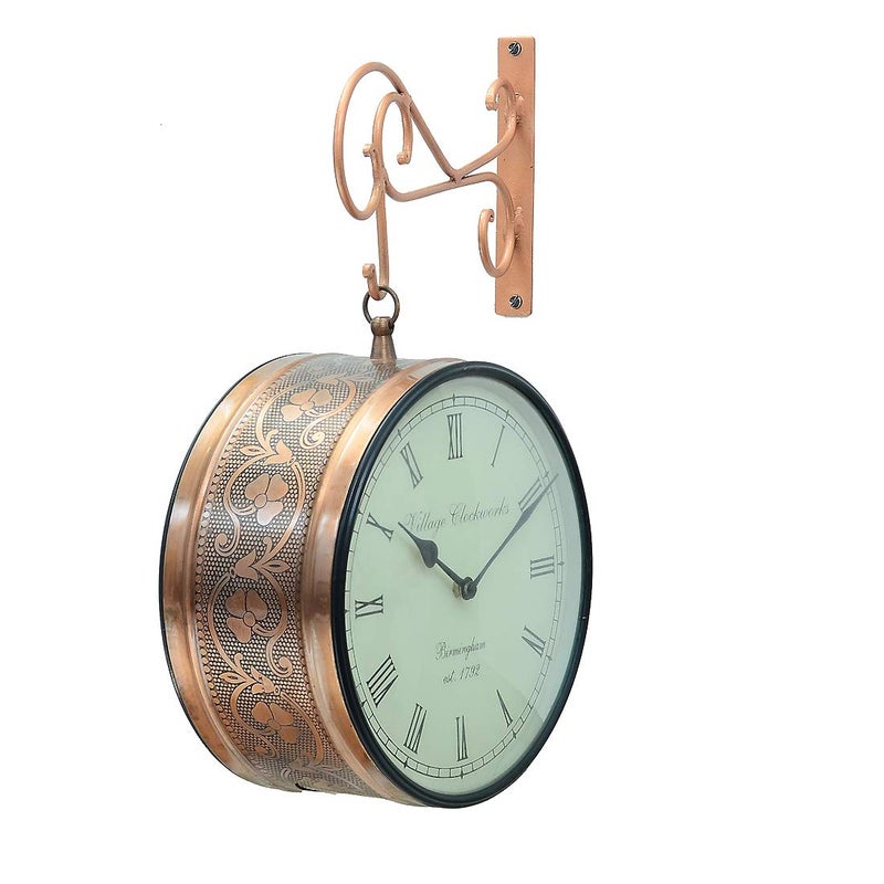 Medieval Arts Metal Decorative Showpiece 10 Railway Wall Clock for Living Room Hall Decor - Image 2