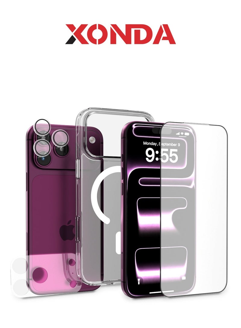 Xonda 4IN1 protection for Iphone 18 Pro Max Clear ( Case , Screen Protector , Camera Lens , Matt Camera Back side protector ) - Image 1