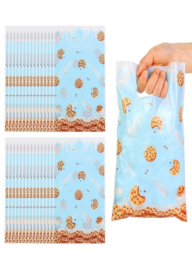 Serencatcher 30pcs Milk and Cookie Plastic Favor Bags, Milk and Cookies Birthday Decorations, 6.6x9.8 Inches Candy Goodie Treat Bags Bulk with Handles for Birthday Parties - Image 1