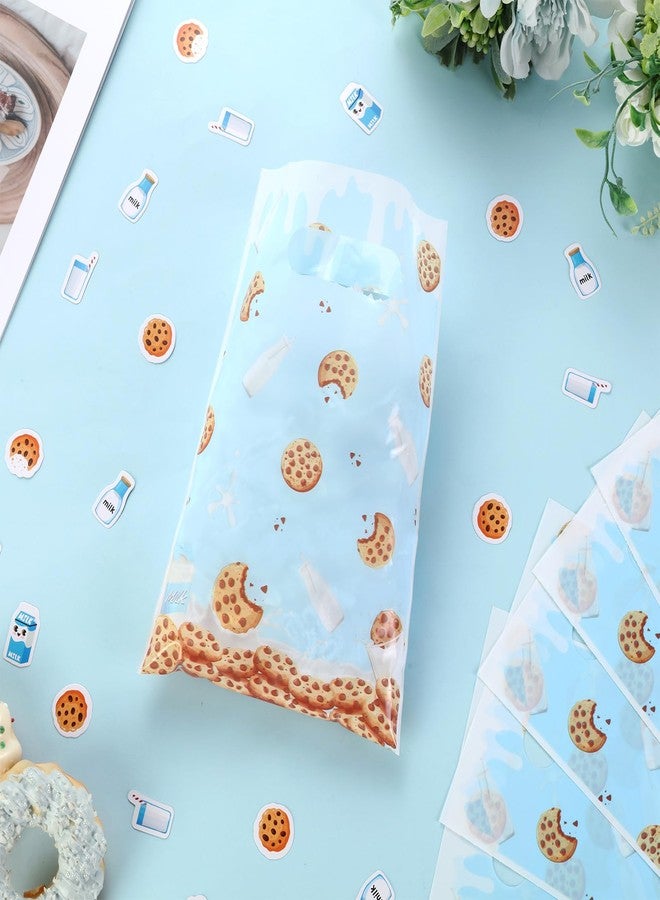 Serencatcher 30pcs Milk and Cookie Plastic Favor Bags, Milk and Cookies Birthday Decorations, 6.6x9.8 Inches Candy Goodie Treat Bags Bulk with Handles for Birthday Parties - Image 2