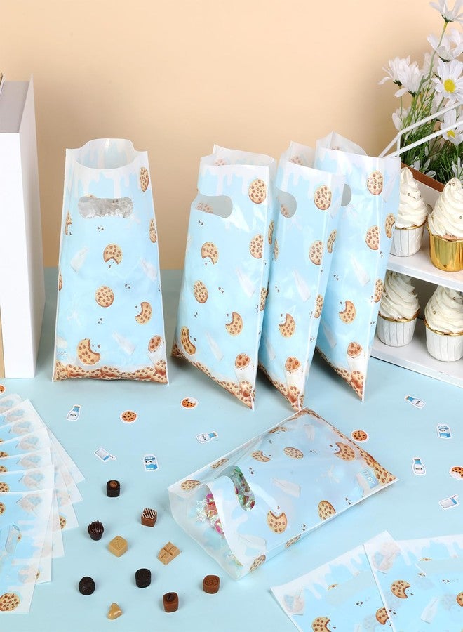 Serencatcher 30pcs Milk and Cookie Plastic Favor Bags, Milk and Cookies Birthday Decorations, 6.6x9.8 Inches Candy Goodie Treat Bags Bulk with Handles for Birthday Parties - Image 3