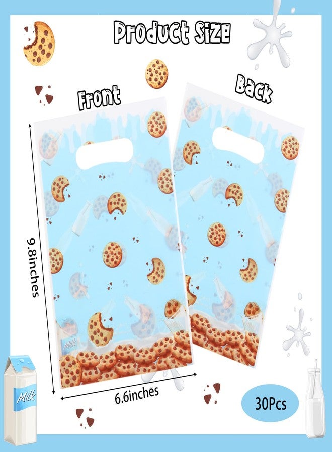 Serencatcher 30pcs Milk and Cookie Plastic Favor Bags, Milk and Cookies Birthday Decorations, 6.6x9.8 Inches Candy Goodie Treat Bags Bulk with Handles for Birthday Parties - Image 4