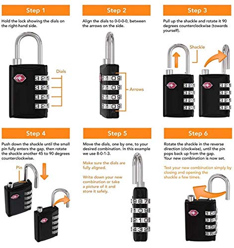 EzLife - TSA Approved 3 Digit Luggage Locks, Re-settable Keyless Lock for Gym Locker, Backpack (Multicolor) (Pack of 4) - Image 3