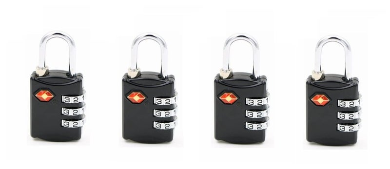 EzLife - TSA Approved 3 Digit Luggage Locks, Re-settable Keyless Lock for Gym Locker, Backpack (Multicolor) (Pack of 4) - Image 1