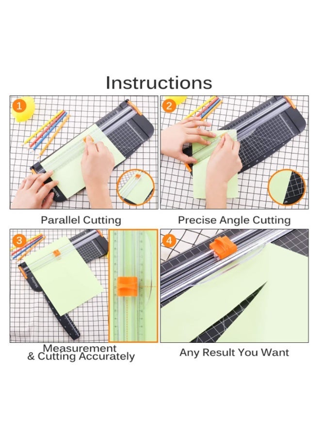CLOUDFOUR A4 Paper Cutter 38cm Office Paper Cutter, Scrapbooking Tool with Automatic Security Safeguard and Side Ruler perfect for School Craft Projects and Office use. (Black) - Image 4