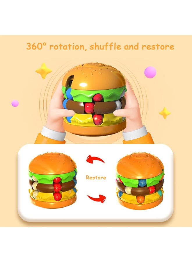 جي دي قطعتان من لعبة الفاصوليا السحرية الدوارة، مكعب الفاصوليا السحرية يدور 360 درجة، مكعبات بطاطس مقلية مضحكة على شكل همبرغر لتخفيف التوتر - Image 3