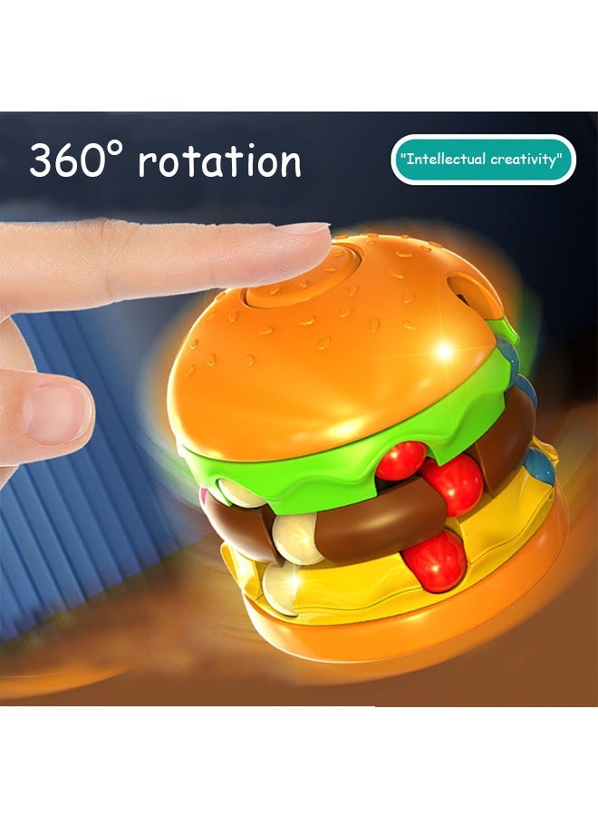 جي دي قطعتان من لعبة الفاصوليا السحرية الدوارة، مكعب الفاصوليا السحرية يدور 360 درجة، مكعبات بطاطس مقلية مضحكة على شكل همبرغر لتخفيف التوتر - Image 4