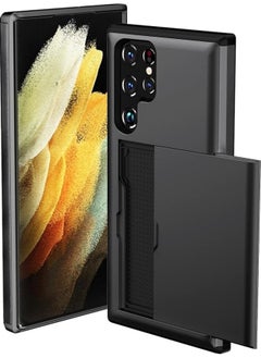 General Compatible with Galaxy S22 Ultra Case Wallet with Card Holder Slot Shockproof Hard PC TPU Phone Case Slide Flip Protective Cover for Galaxy S22 Ultra  - Image 1