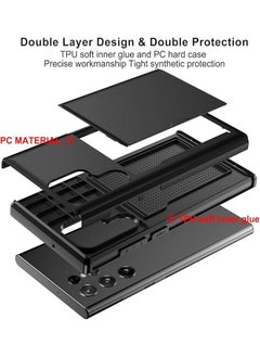 General Compatible with Galaxy S22 Ultra Case Wallet with Card Holder Slot Shockproof Hard PC TPU Phone Case Slide Flip Protective Cover for Galaxy S22 Ultra  - Image 2