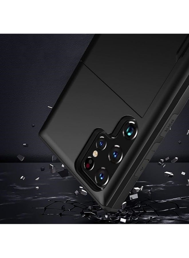General Compatible with Galaxy S22 Ultra Case Wallet with Card Holder Slot Shockproof Hard PC TPU Phone Case Slide Flip Protective Cover for Galaxy S22 Ultra  - Image 4