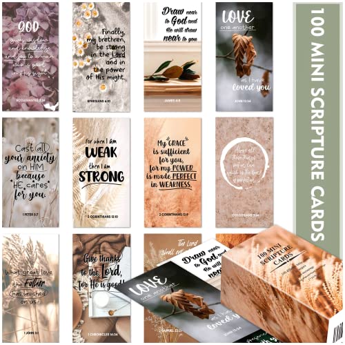 BRYTEFY 100 Earth Tone Mini Prayer Cards for Women and Men, Bulk Religious Motivational Cards with Inspirational Scripture, Bulk Inspirational Religious Christian Gifts for Women and Men - Image 1