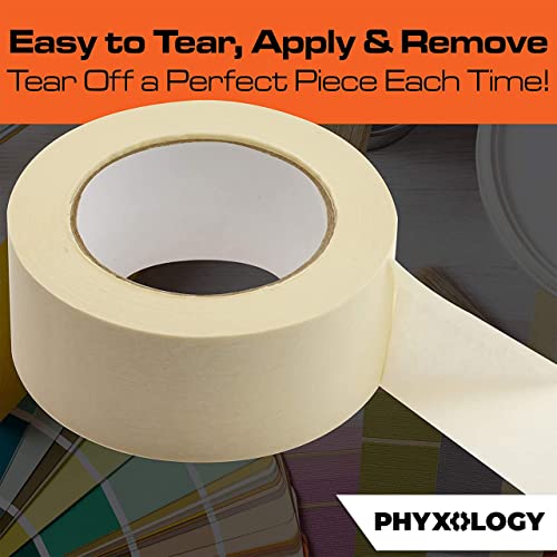 PHYXOLOGY SUPPLY No-Residue 2 Inch, 60 Yard Masking Tape 2 Pk. Easy-Tear, Pro-Grade Removable Painters Tape Great for Home, Office, Commercial Contractor. Clean, Drip-Free Painting with Wide Crepe Paper Rolls - Image 5
