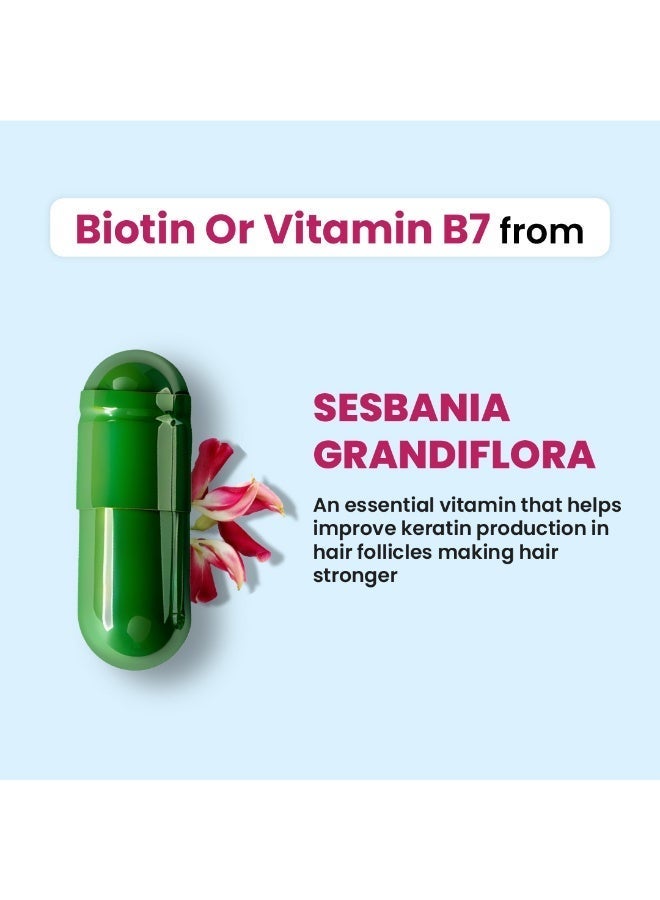 ZEROHARM BIOTIN 2500mcg for Hair Growth | Biotin Supplement for Hair, Skin, and Nails | Hair Vitamins for Men & Women | 60 Capsules - Image 3