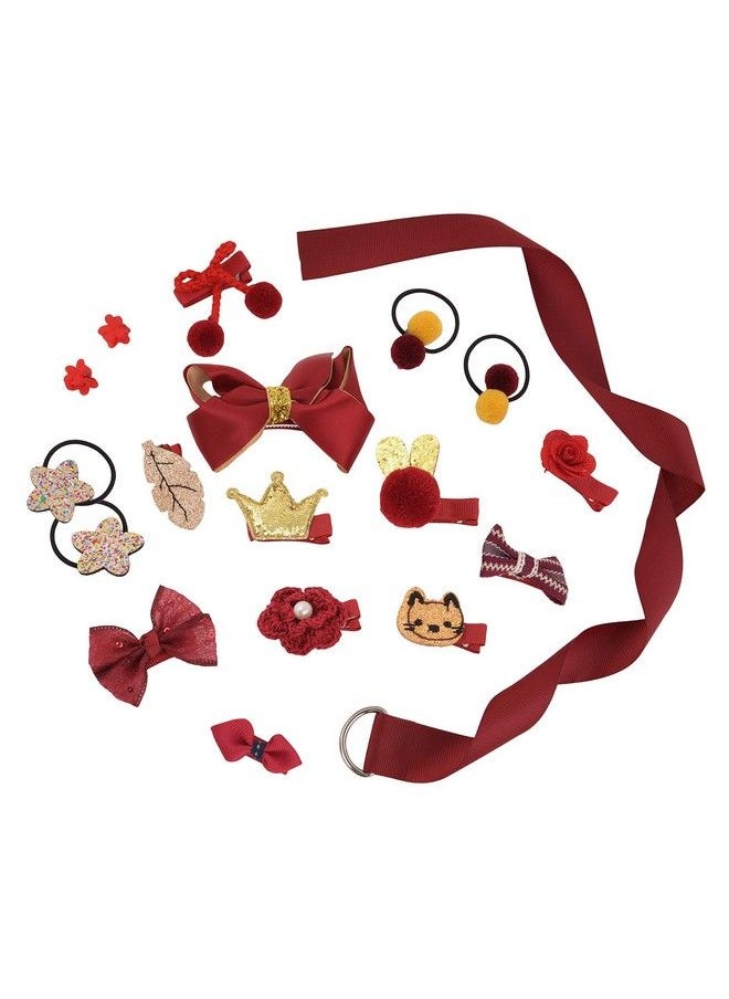 Yellow Bee - Cute Hair Clips Set For Girls (Red) Set Of 18 Girls Hair Accessories For Hair Styling Clips Perfect For Occasions Like Birthday Parties & Ideal Gift For Girls - Image 1