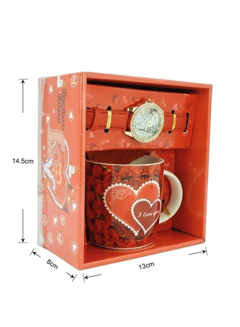 BABAZAM Watch & Mug Gift Box Carefully Packed for Gifting to Lover Women Girls Birthday Anniversary Wedding Multicolor 19x17x10cm - Image 1