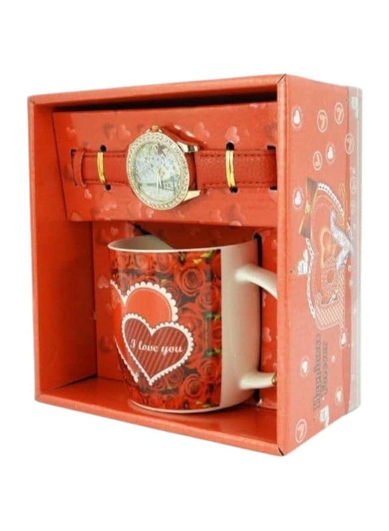 BABAZAM Watch & Mug Gift Box Carefully Packed for Gifting to Lover Women Girls Birthday Anniversary Wedding Multicolor 19x17x10cm - Image 3