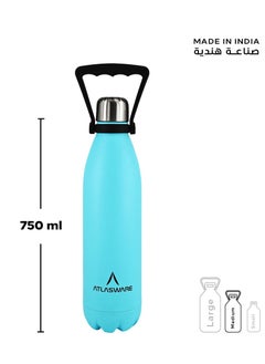 Atlasware Water Bottle with a Capacity of 750 ml, Stainless Steel Water Bottle that keeps Cold for 52 Hours and Keeps Heat for 24 Hours, Sky Blue  - Image 3
