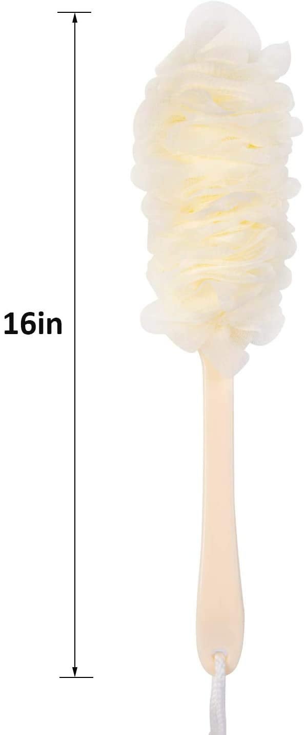 Arswin Back Scrubber for Shower,Loofah Long Handle Bath Body Brush,Soft Nylon Mesh Sponge for Shower,Loofah On a Stick for Men Women,Exfoliating Scrub Cleaning Luffa for Elderly(3-Pack,White) - Image 5