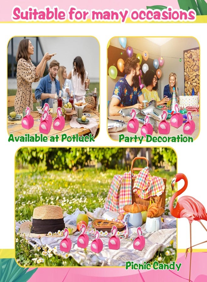 Honoson 12 Pcs Flamingo Gift Box Flamingo Party Favor Bag Decorative Animal Box Goodie Bag for Candy Summer Hawaiian Tropical Luau Beach Birthday Party Favor Decoration Supplies - Image 5