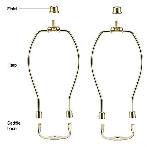 saangseon 7 Inch Brass Lamp Harp Holder Kits with Finials and Detachable Saddle Bases, Light Duty, Saangseon Set of 2 DIY Lighting Accessories Horn Frame Lamp Shade Brackets - Image 3