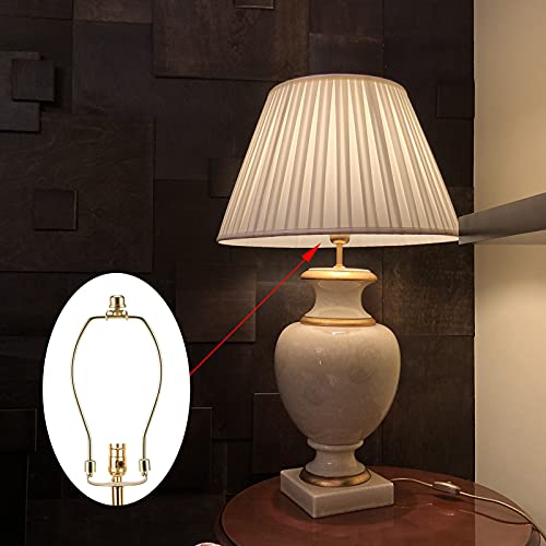 saangseon 7 Inch Brass Lamp Harp Holder Kits with Finials and Detachable Saddle Bases, Light Duty, Saangseon Set of 2 DIY Lighting Accessories Horn Frame Lamp Shade Brackets - Image 5