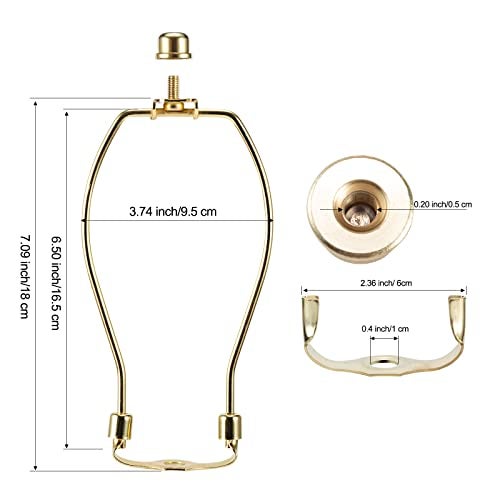 saangseon 7 Inch Brass Lamp Harp Holder Kits with Finials and Detachable Saddle Bases, Light Duty, Saangseon Set of 2 DIY Lighting Accessories Horn Frame Lamp Shade Brackets - Image 2