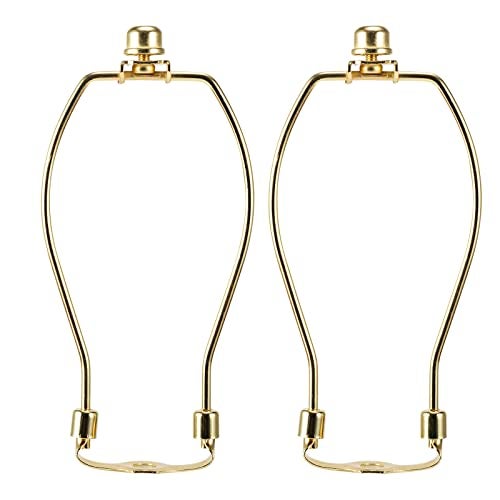 saangseon 7 Inch Brass Lamp Harp Holder Kits with Finials and Detachable Saddle Bases, Light Duty, Saangseon Set of 2 DIY Lighting Accessories Horn Frame Lamp Shade Brackets - Image 1
