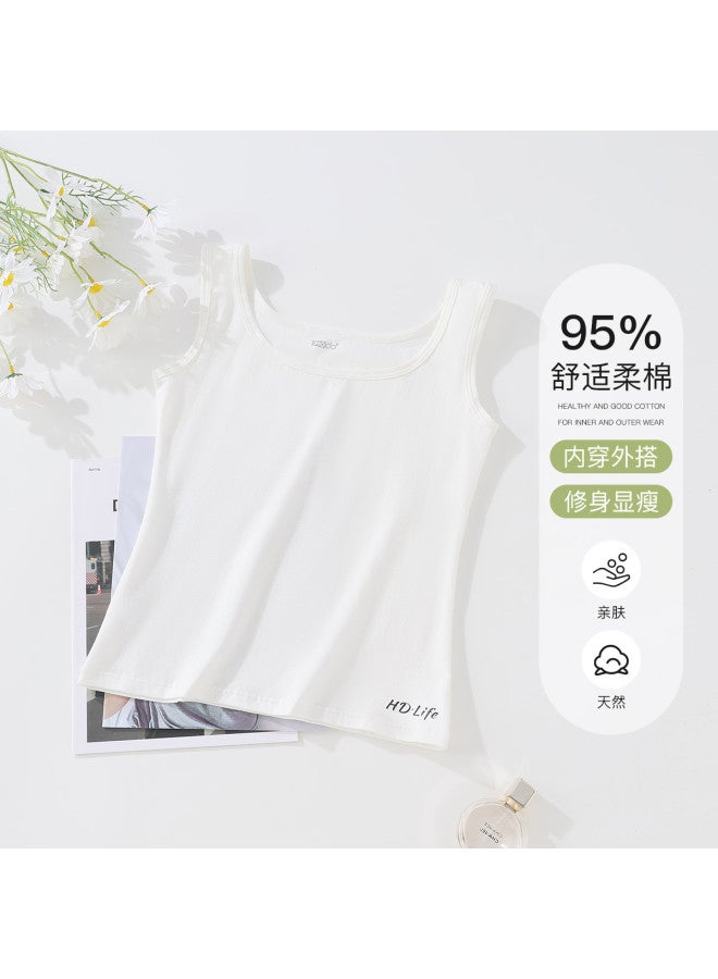 Red Bean Sleeveless Cami Top For Women, Comfortable Soft Cotton Thin Strap Tank, Layering Piece Can Be Worn Alone - Image 3