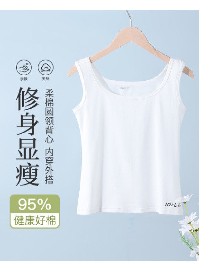 Red Bean Sleeveless Cami Top For Women, Comfortable Soft Cotton Thin Strap Tank, Layering Piece Can Be Worn Alone - Image 1