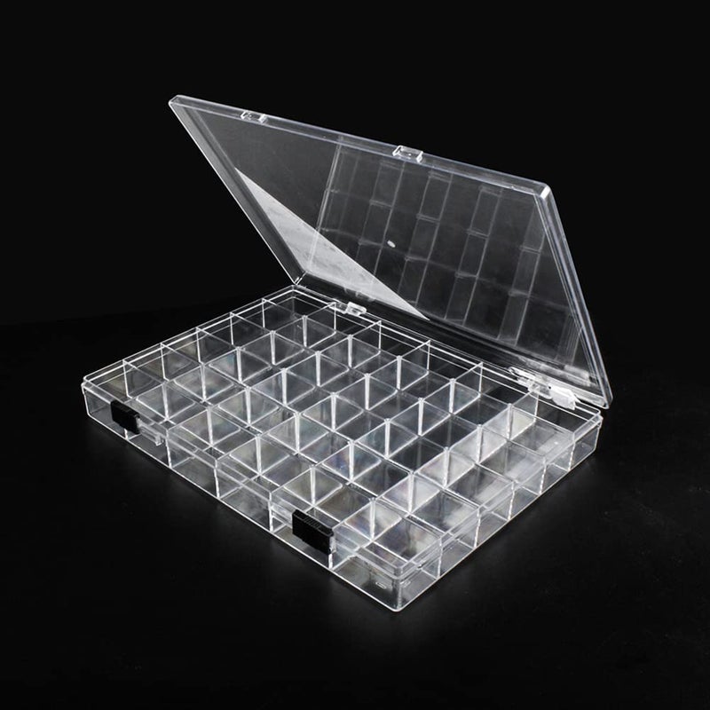 Chemlliy 36 Grids Clear Plastic Organizer Box, Craft Storage Container for Beads Organizer, Art DIY, Crafts Jewelry Storage, Fishing Tackles, Rock Collection, 1 Pack - Image 1