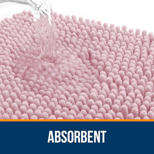 OLANLY Bathroom Rugs 30x20, Extra Soft Absorbent Chenille Bath Rugs, Rubber Backing Quick Dry, Machine Washable Bath Mats for Bathroom Floor, Tub and Shower, Home Decor Accessories, Dusty Rose - Image 4