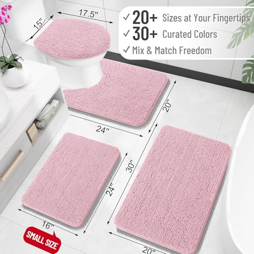 OLANLY Bathroom Rugs 30x20, Extra Soft Absorbent Chenille Bath Rugs, Rubber Backing Quick Dry, Machine Washable Bath Mats for Bathroom Floor, Tub and Shower, Home Decor Accessories, Dusty Rose - Image 2