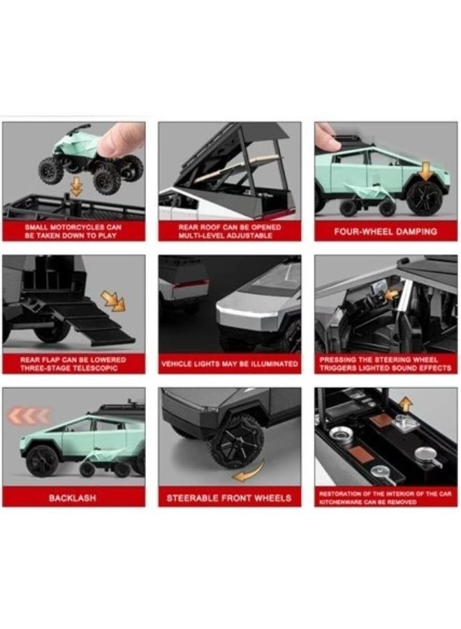 Tesla Diecast Tesla Cybertruck1:24 Scale With Quad Bike - 1 Piece Only, Assorted/Color May Vary - Image 4
