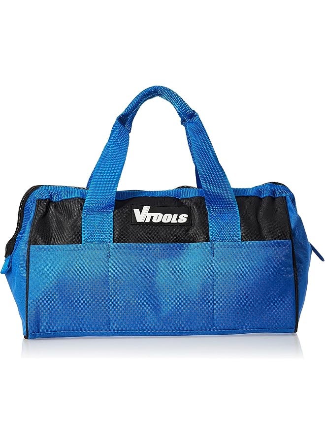 VTOOLS VTOOLS 13 Inch Tool Bag Organizer with Wide Mouth, Zipper Head With Cover, Hanger Tag, Oxford Fabric, Tool Bags for Construction, Carpentry, Gardening, Electrician, DIY Home, Blue, VT2205  - Image 1