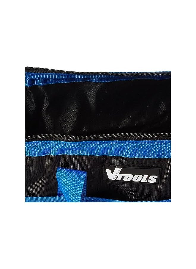 VTOOLS VTOOLS 13 Inch Tool Bag Organizer with Wide Mouth, Zipper Head With Cover, Hanger Tag, Oxford Fabric, Tool Bags for Construction, Carpentry, Gardening, Electrician, DIY Home, Blue, VT2205  - Image 3