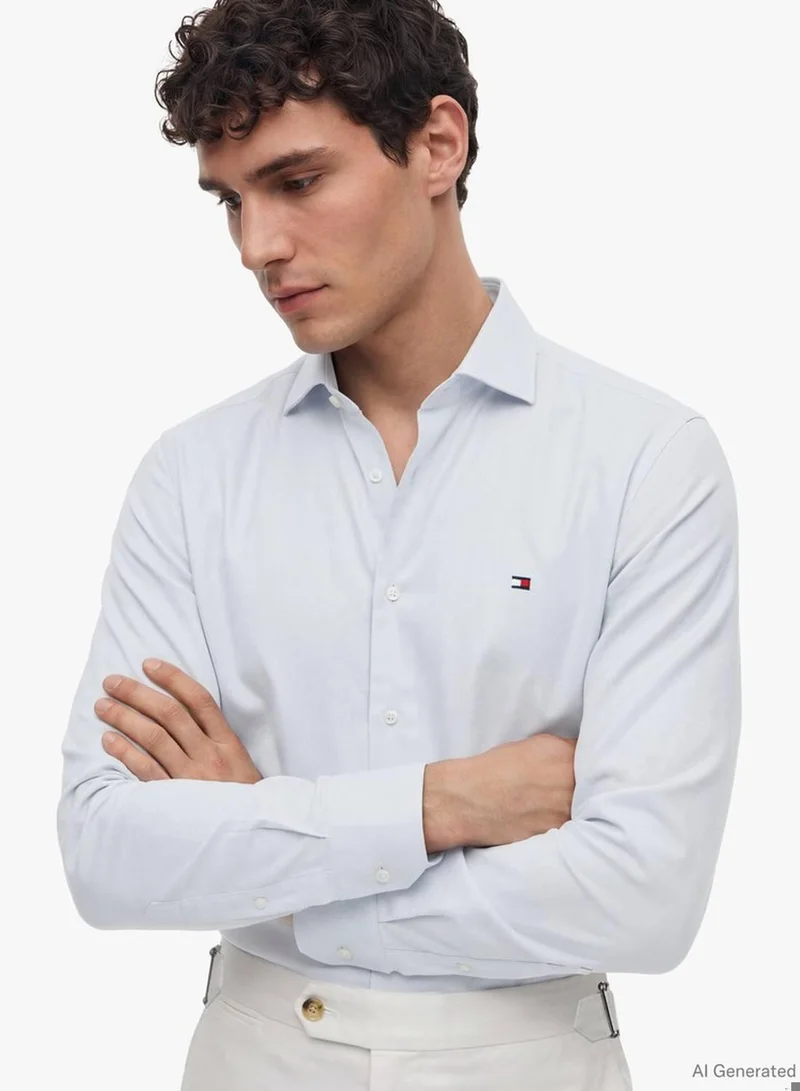 Tommy Hilfiger Slim Fit Flag Embroidery Dobby Shirt