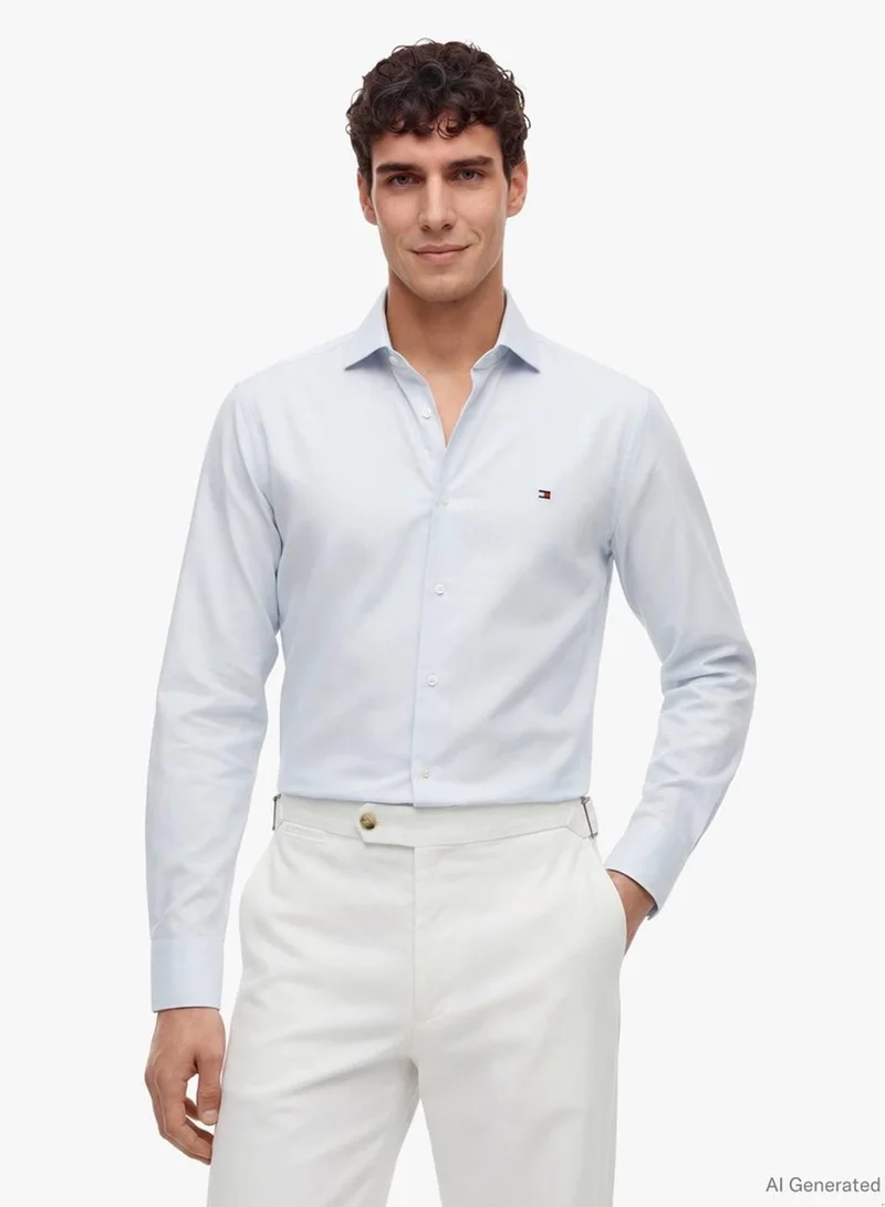 Tommy Hilfiger Slim Fit Flag Embroidery Dobby Shirt