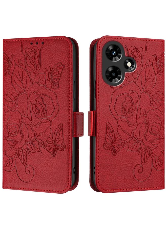 S-TOP Case For Infinix Hot 30i Embossed Rose RFID Anti-theft Leather Phone Case - Image 2