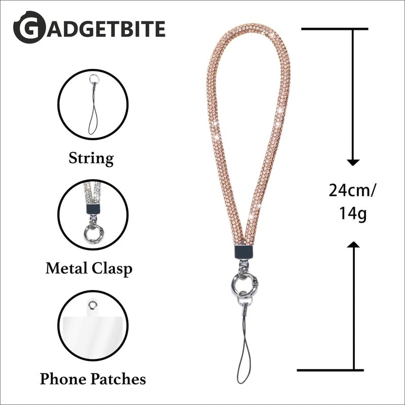GadgetBite Small Diamond Charm Phone Lanyard: Stylish Cross-Body Mobile Holder Strap, Hands-Free Neck Chain Accessory, Ideal for iPhone & Most Smartphones with Charms for Phone Cases- (Gold) - Image 3