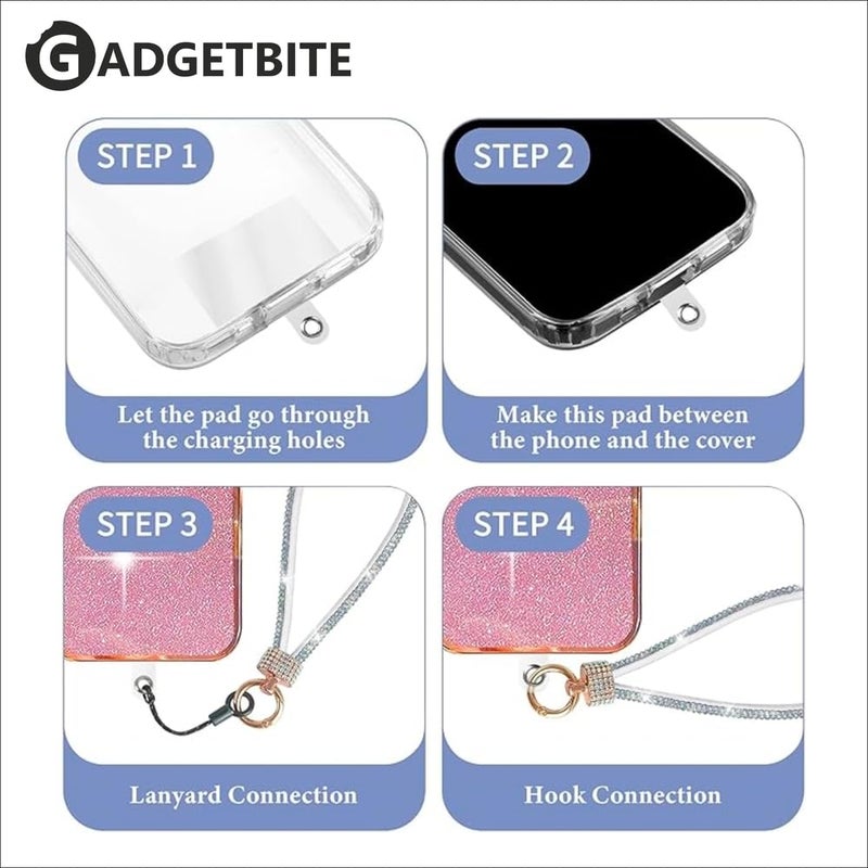 GadgetBite Small Diamond Charm Phone Lanyard: Stylish Cross-Body Mobile Holder Strap, Hands-Free Neck Chain Accessory, Ideal for iPhone & Most Smartphones with Charms for Phone Cases- (Gold) - Image 4