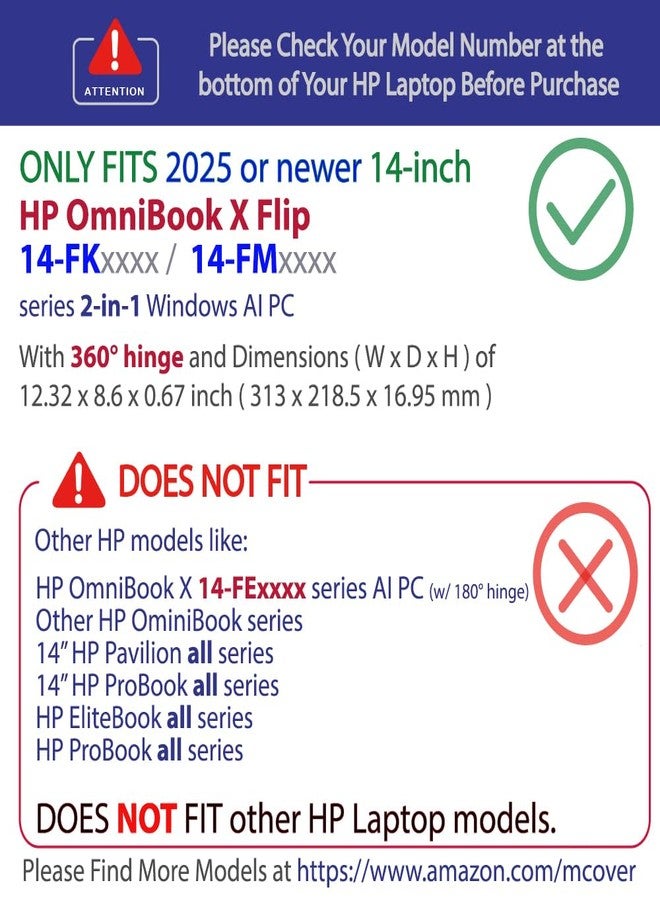 mCover Hard Case ONLY Compatible for 2025+ 14" HP OmniBook X Flip 14-FMxxxx 14-FKxxxx 2-in-1 (with 360° Hinge) Windows Laptop (NOT Fitting Any Other HP Models)- Black - Image 3
