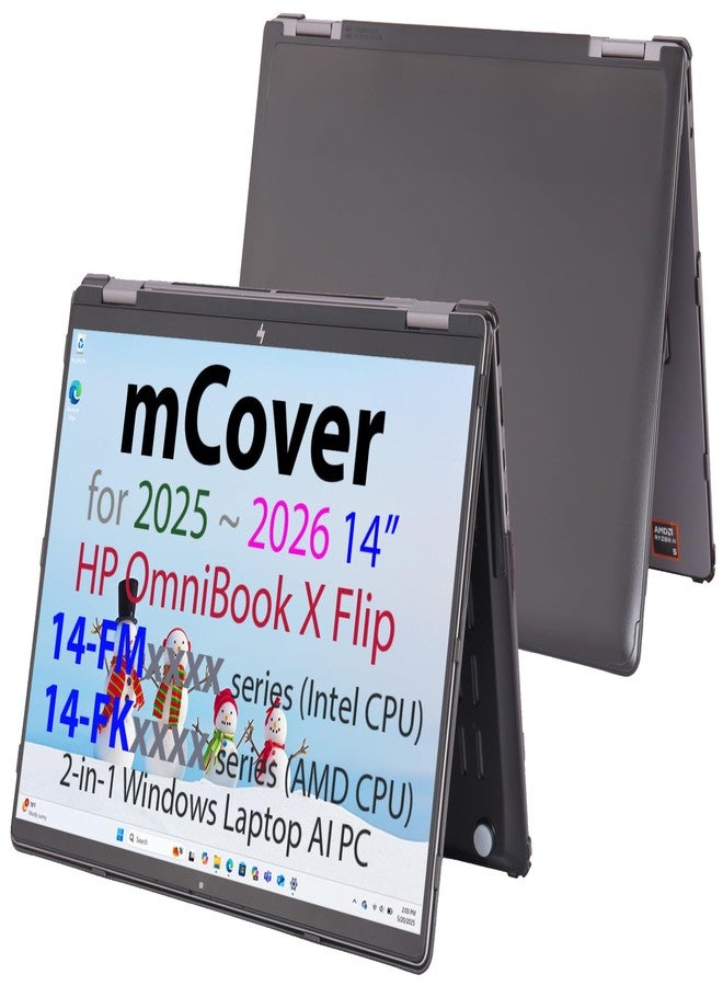 mCover Hard Case ONLY Compatible for 2025+ 14" HP OmniBook X Flip 14-FMxxxx 14-FKxxxx 2-in-1 (with 360° Hinge) Windows Laptop (NOT Fitting Any Other HP Models)- Black - Image 1