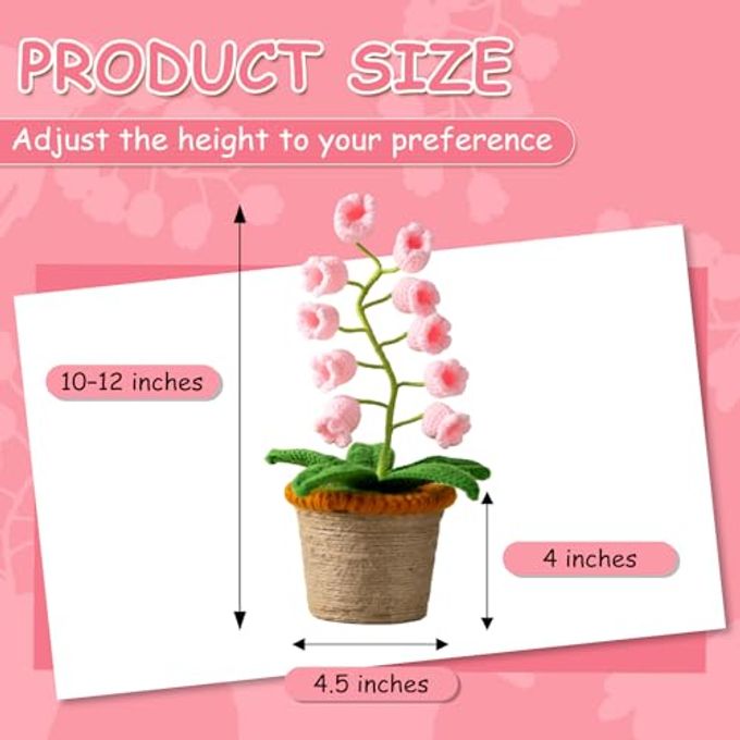 ANZRLE Lily of The Valley Lamp, Pink Crochet Artificial Flowers with Night Lights, Cordless Table LampBirthday Gifts for Women,Cozy Home Decor Mothers Day Gifts - Image 3