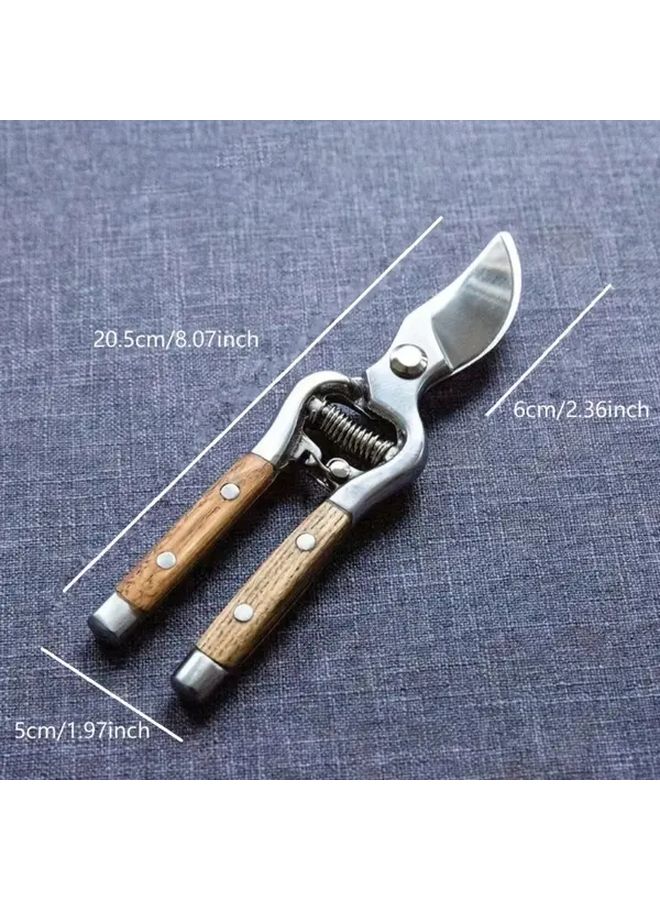 1 قطعة مقص تقليم من الفولاذ المقاوم للصدأ 8 بوصة بمقبض خشبي لجني فواكه الحديقة - Image 3