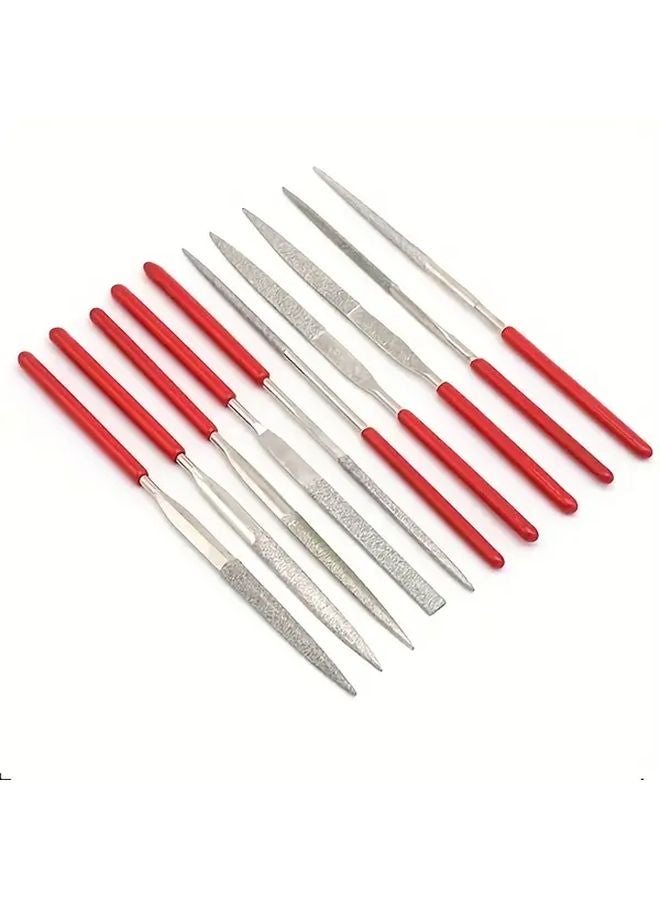 10pcs Mini Diamond File Set 180mm Electroplated Alloy Sharpening Tool for Wood Metal Plastic - Image 3