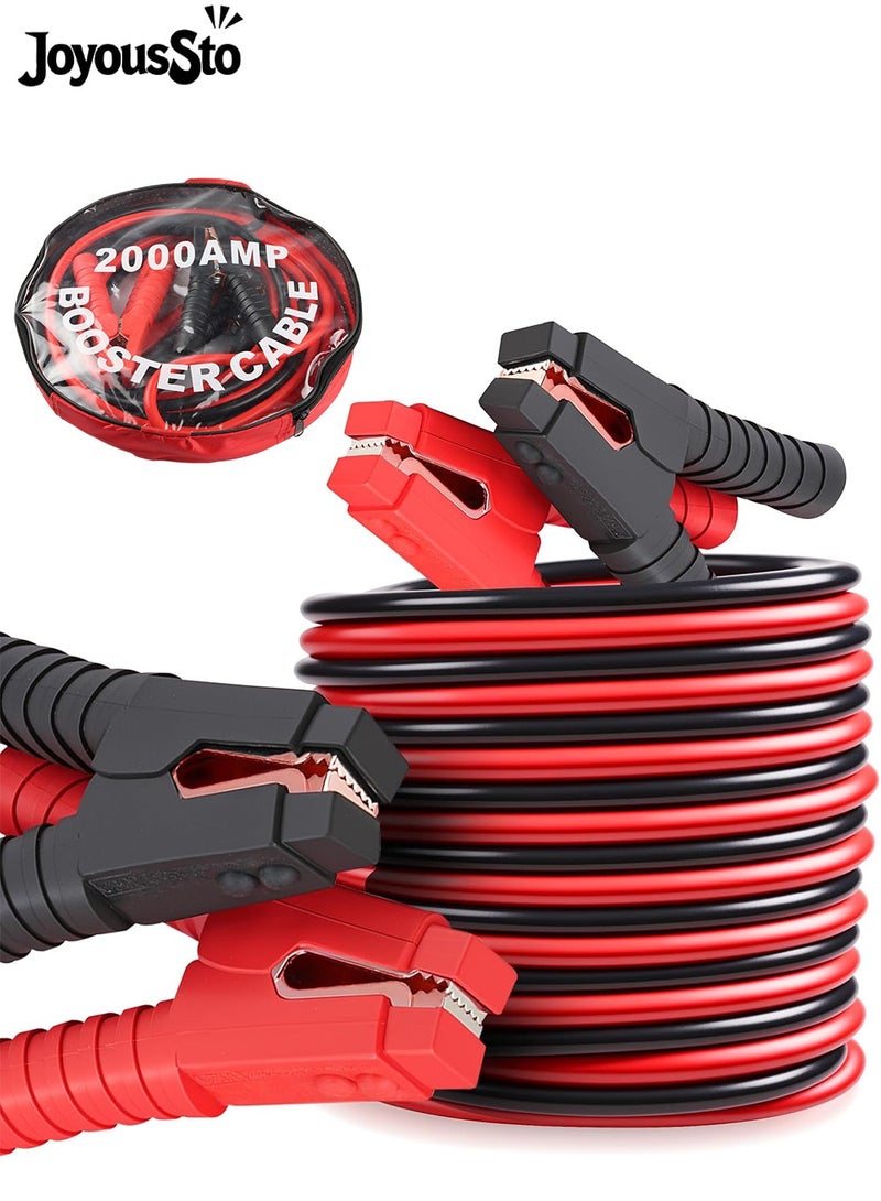 متجر الفرح كابلات توصيل السيارات شديدة التحمل بطول 4 أمتار وقوة 2000 أمبير، مجموعة كابلات توصيل السيارات للسيارات وسيارات الدفع الرباعي والشاحنات مع حقيبة حمل - Image 1